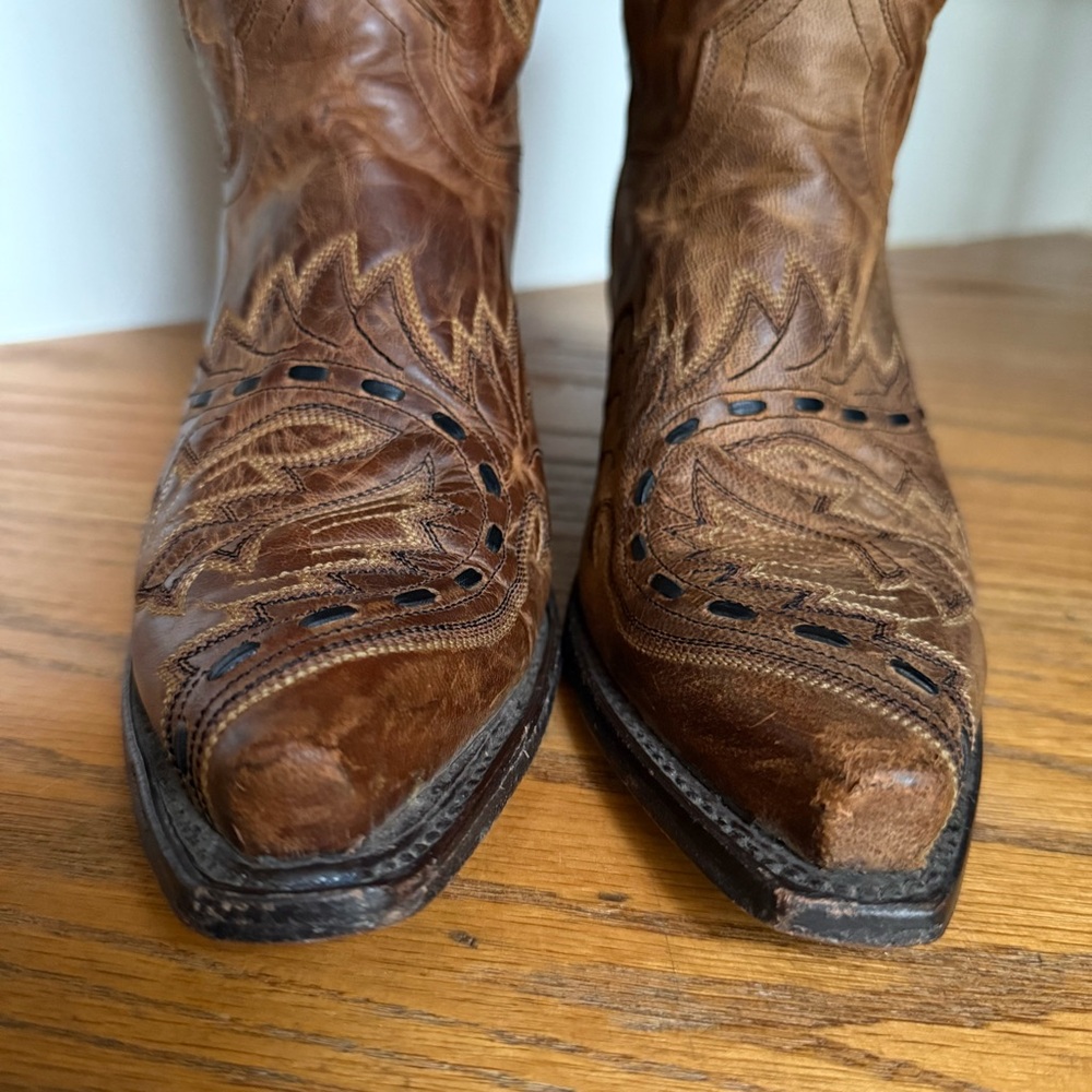 Dan Post Brown 6½ M Leather Made In Mexico Cowboy Western Festival Rodeo Boots - Picture 9 of 14